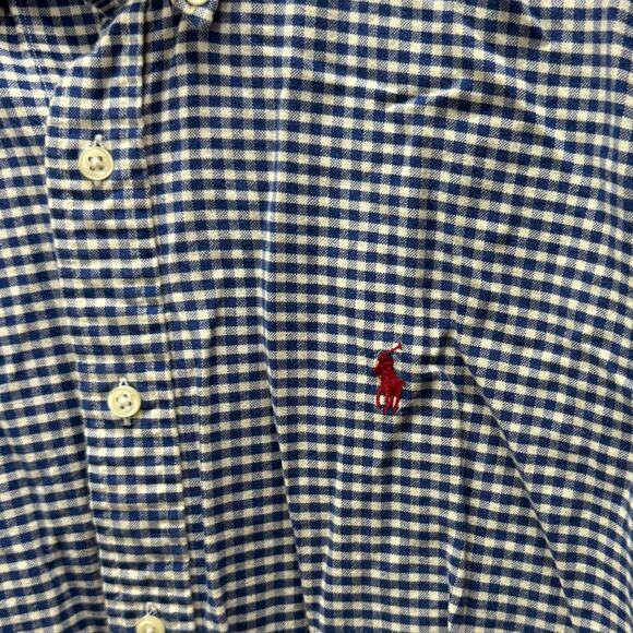 Ralph Lauren Mens Long Sleeve Button Down Shirt Blue Gingham Plaid Size L Pony - Picture 3 of 6
